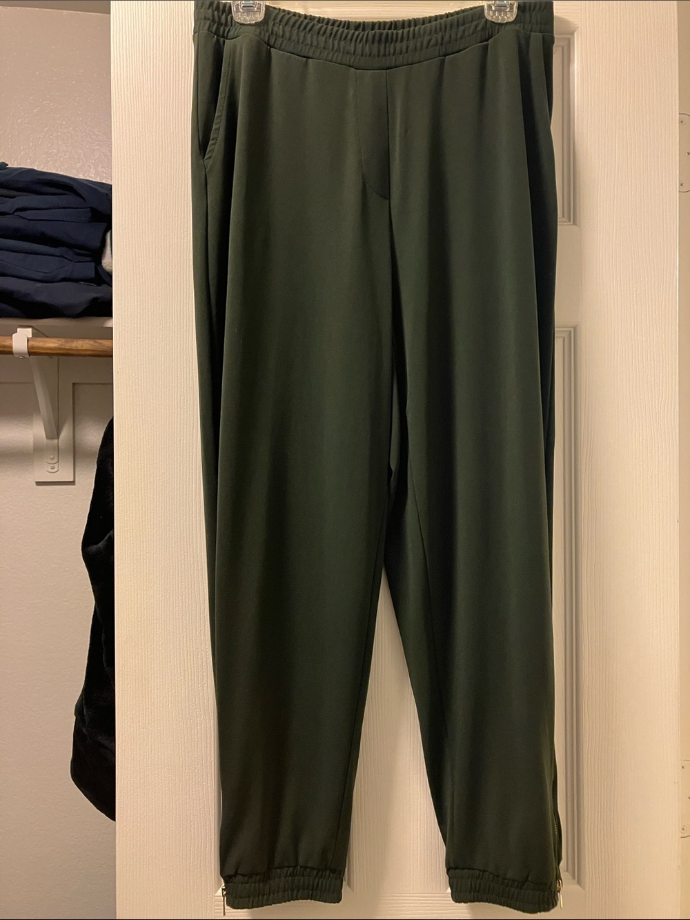 Susan Graver Dark Olive Green Pull-On Jogger Pants